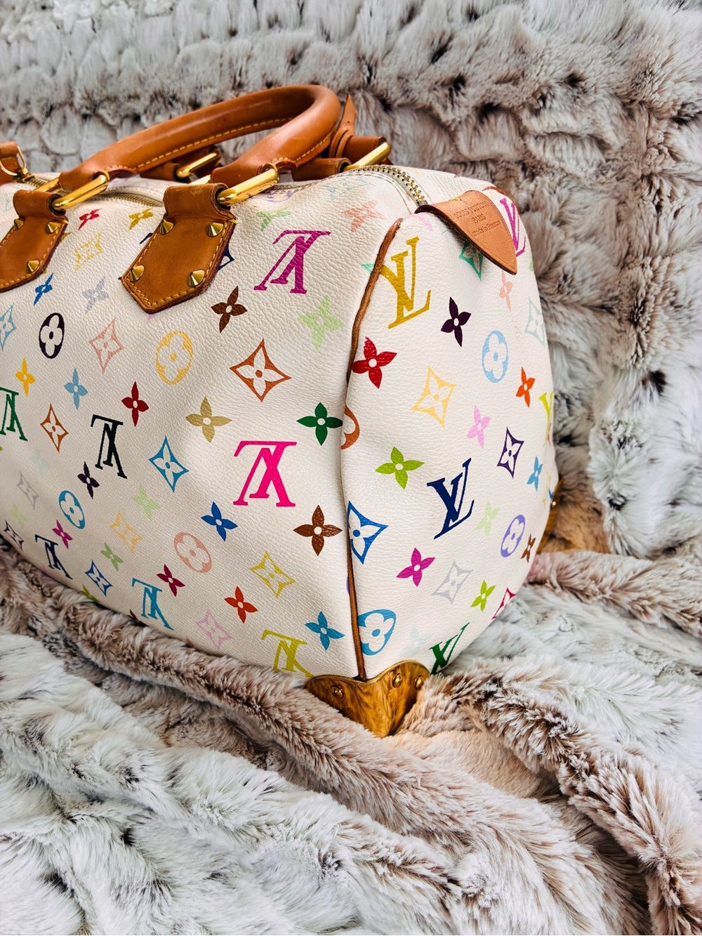 Louis Vuitton Speedy 30 Murakami Multicolor on White S Lock VGUC - Picture 5 of 17